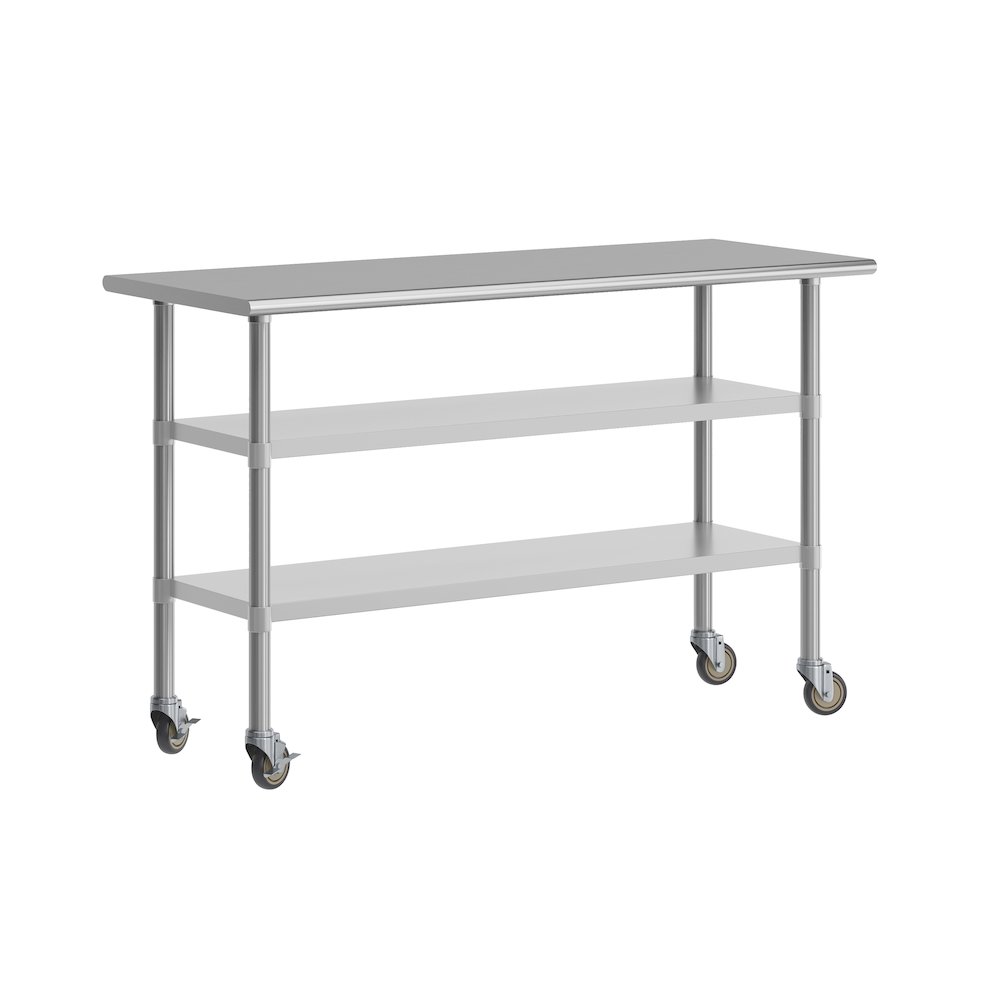 Stainless Steel Prep and Work Table 24″x 60″ with 2 Undershelves