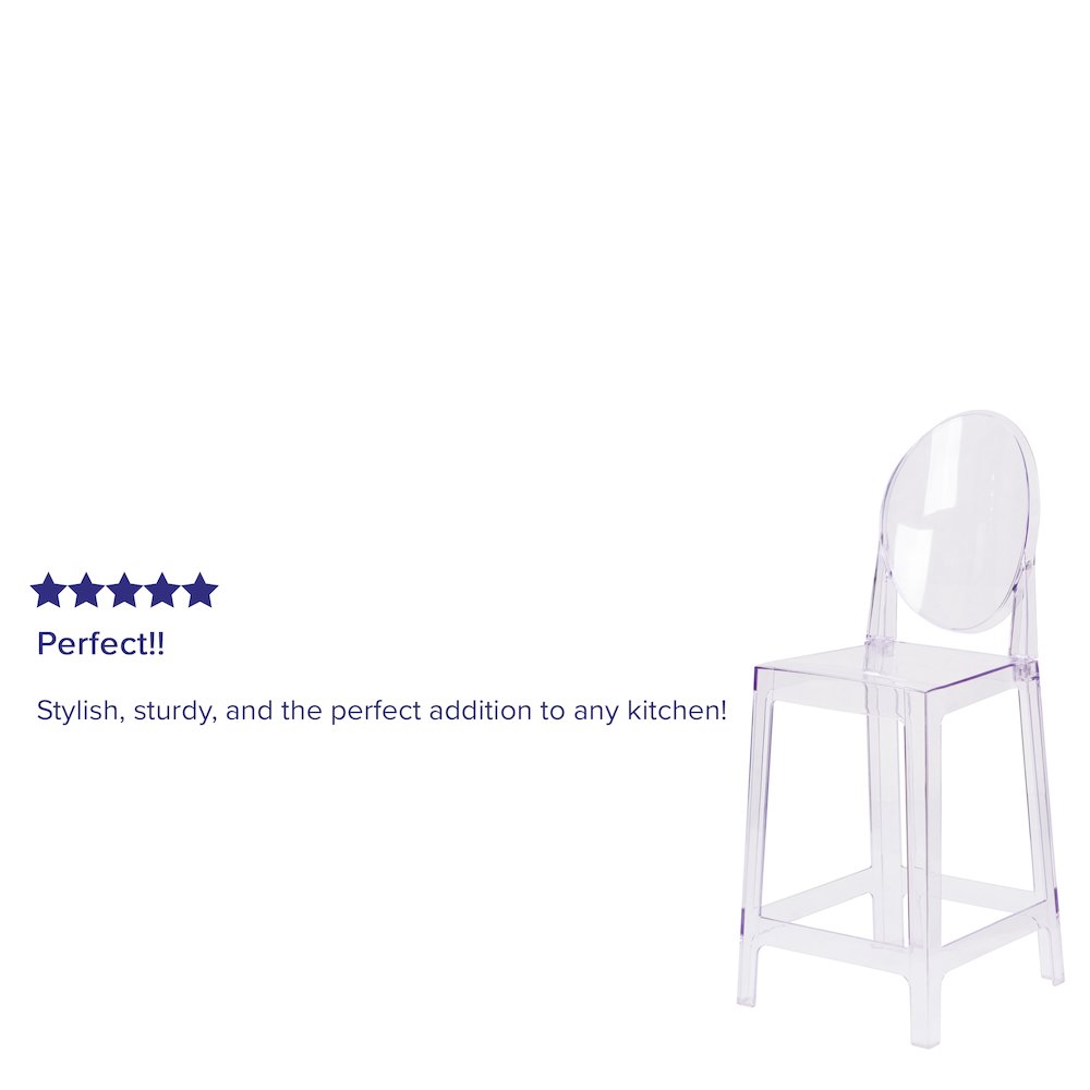Ghost Barstool with Oval Back in Revna Transparent Crystal