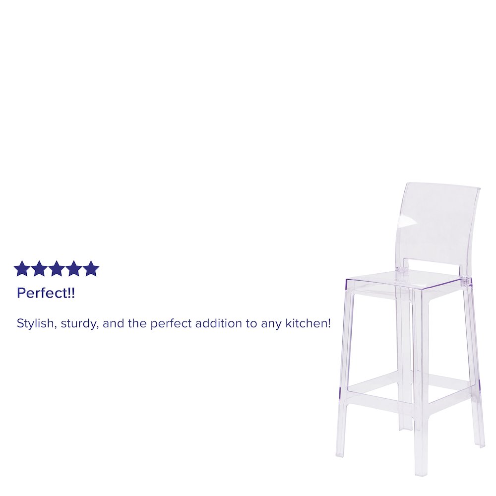 Ghost Barstool with Square Back in Transparent Crystal