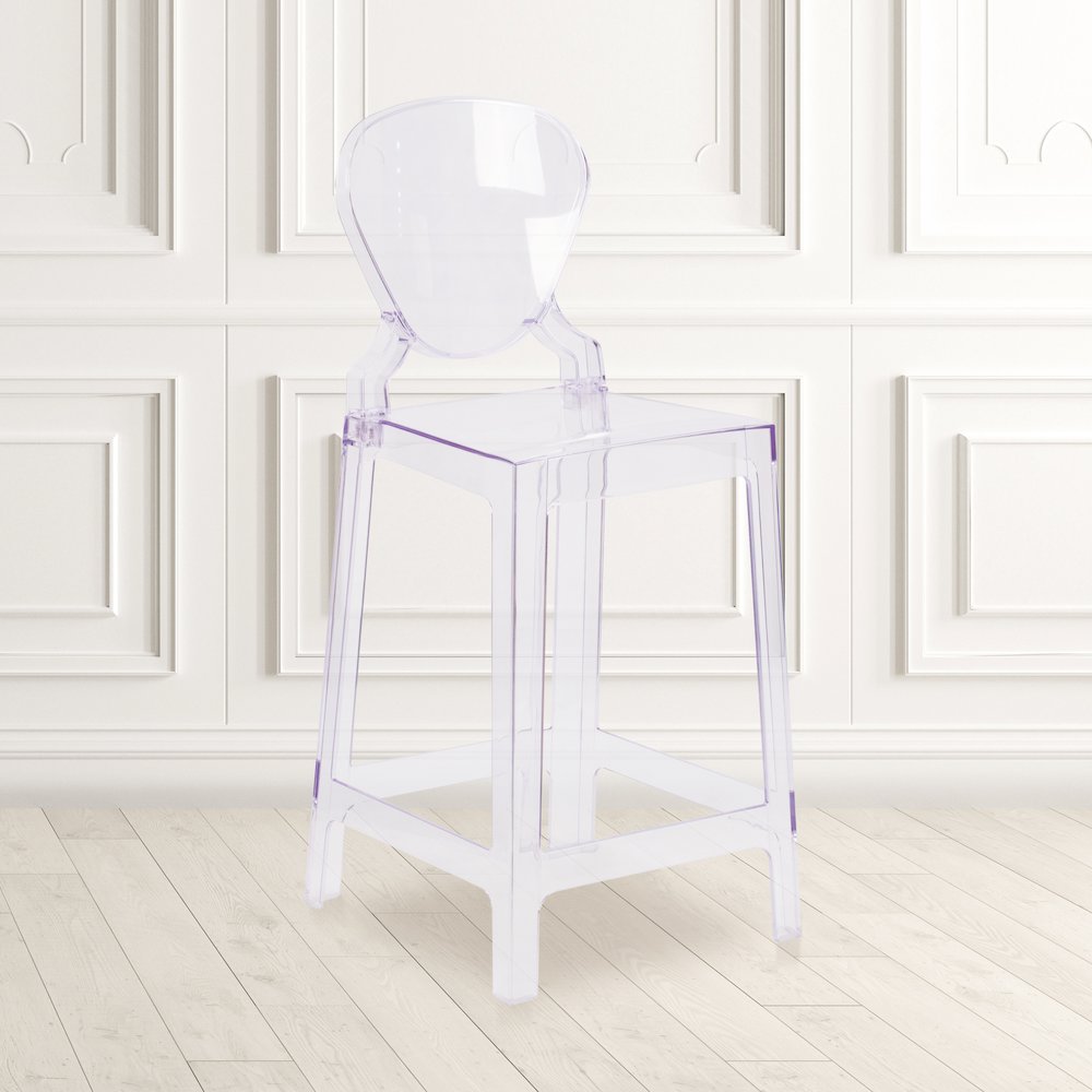 Ghost Counter Stool with Tear Back in Transparent Crystal