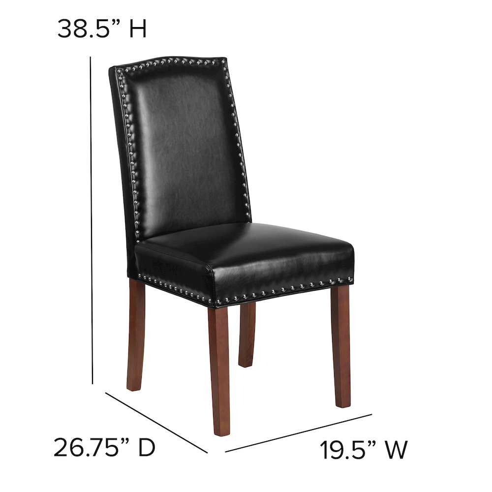Hampton Hill Black LeatherSoft Parsons Chair with Silver Accent Nail Trim