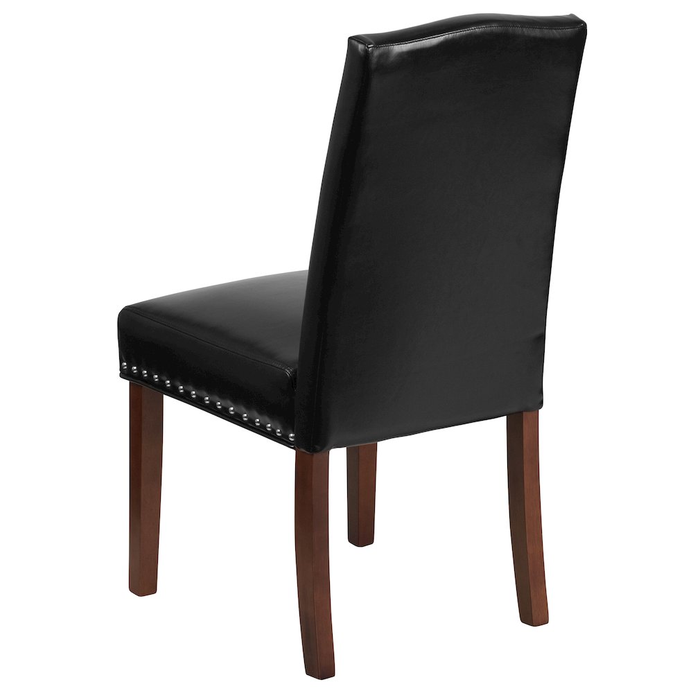 Hampton Hill Black LeatherSoft Parsons Chair with Silver Accent Nail Trim