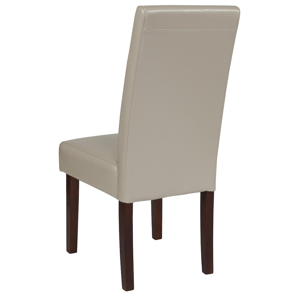 Ivory LeatherSoft Upholstered Panel Back Mid-Century Parsons Dining Chair