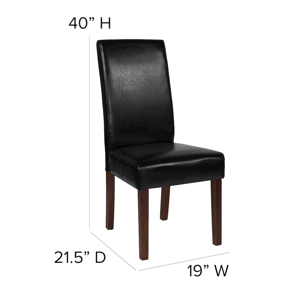 Black LeatherSoft Upholstered Panel Back Mid-Century Parsons Dining Chair