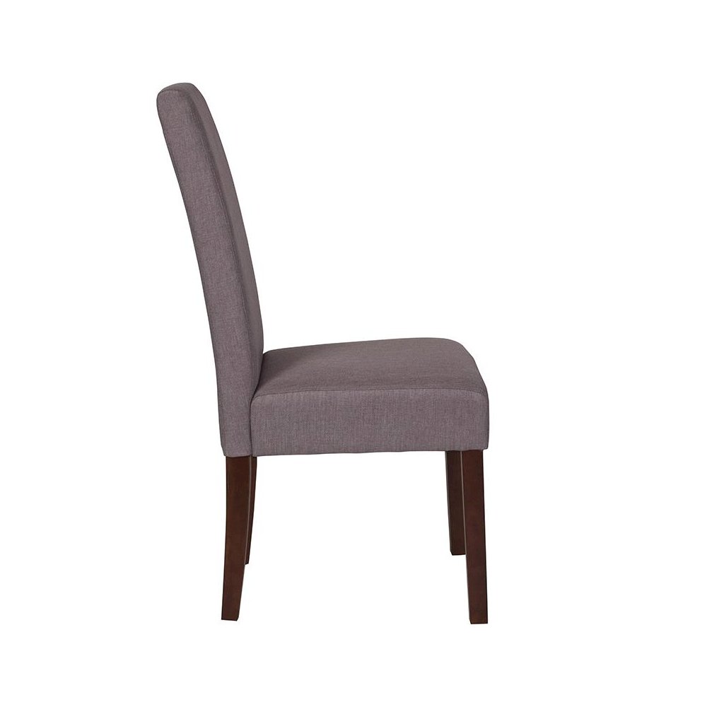 Light Gray Fabric Upholstered Panel Back Mid-Century Parsons Dining Chair