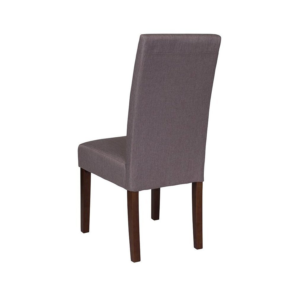Light Gray Fabric Upholstered Panel Back Mid-Century Parsons Dining Chair