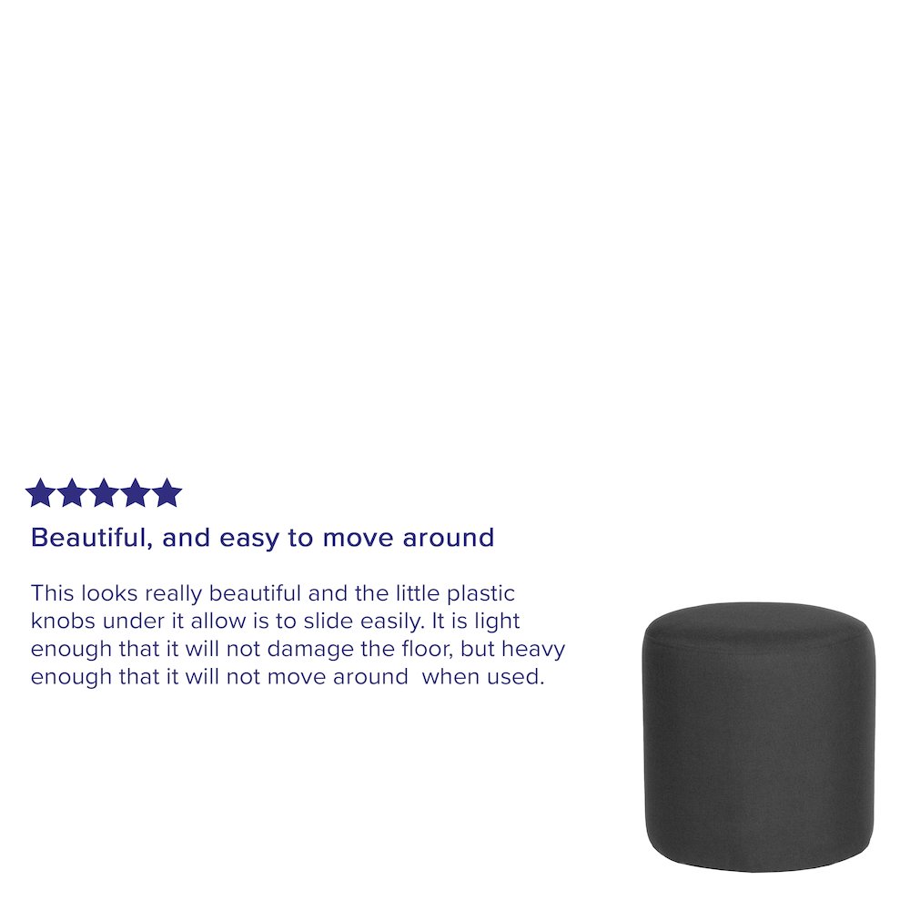 Upholstered Round Ottoman Pouf in Black Fabric