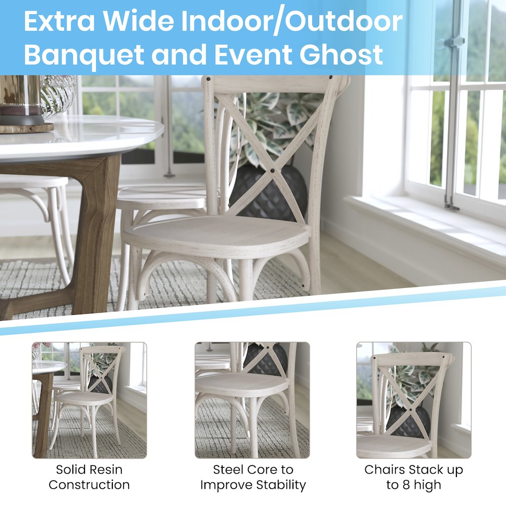 2-pack Advantage White Resin X-Back Chair