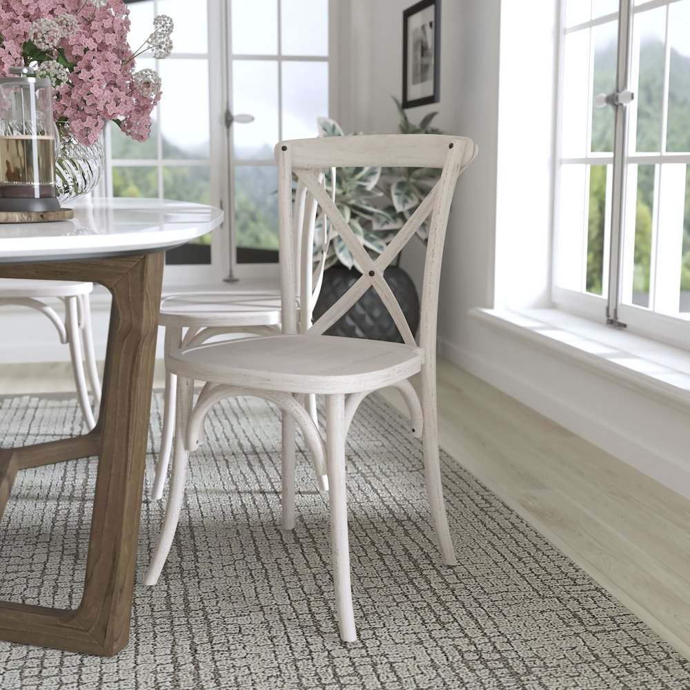 2-pack Advantage White Resin X-Back Chair