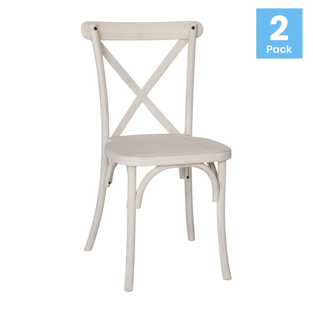 2-pack Advantage White Resin X-Back Chair