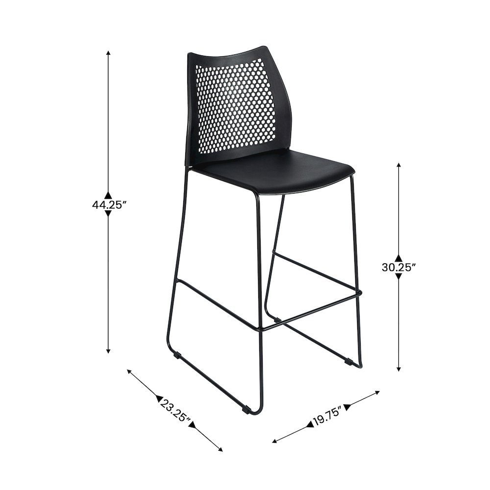 HERCULES Stack Bar Stool with Air-Vent Back and Powder Coated Sled Base