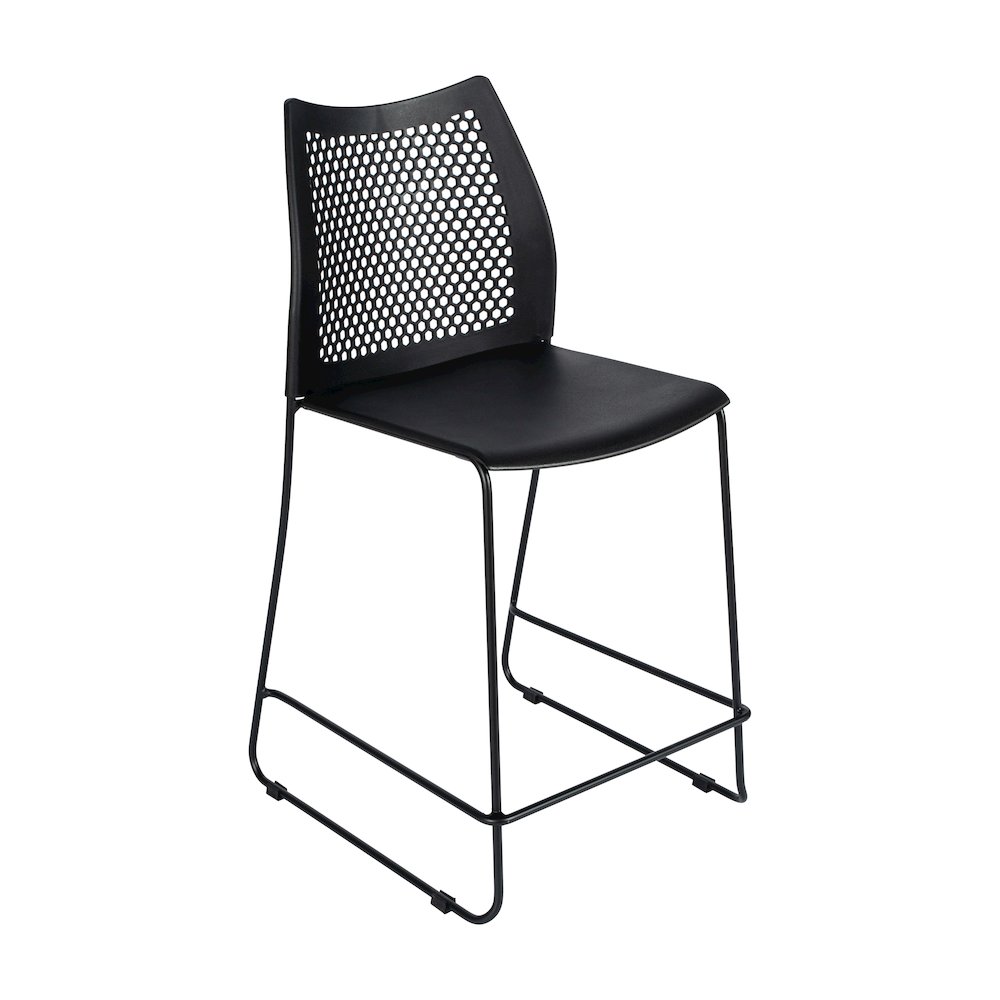 HERCULES Stack Counter Stool with Air-Vent Back and Powder Coated Sled Base