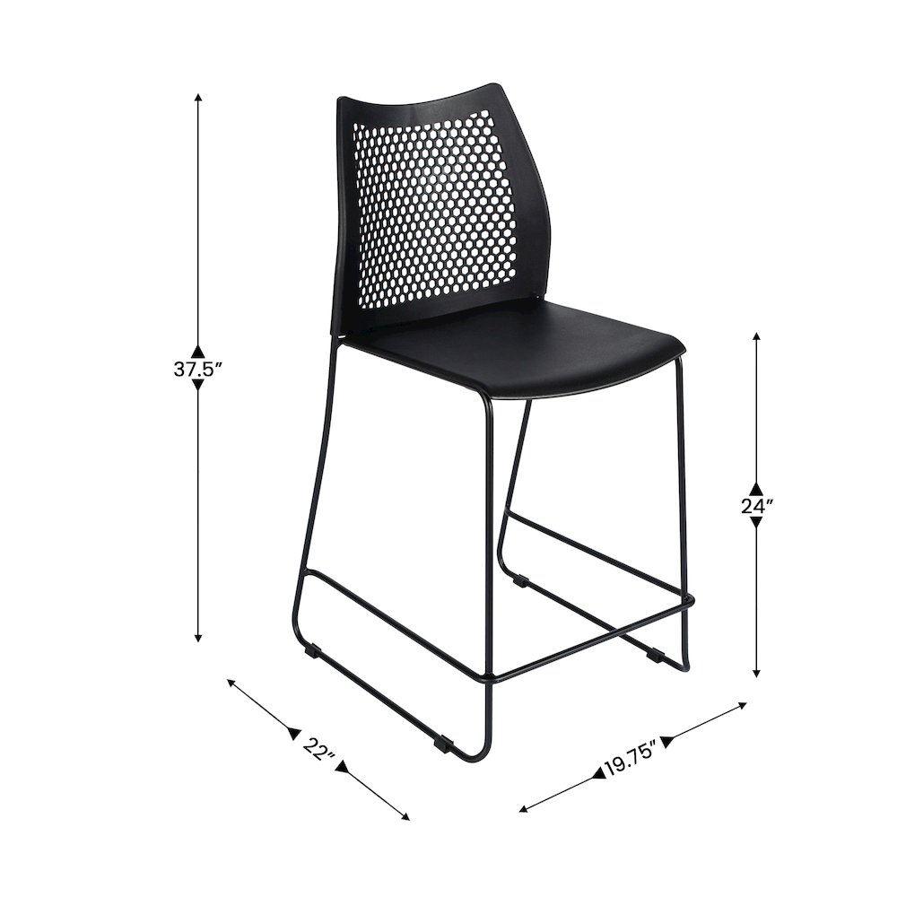 HERCULES Stack Counter Stool with Air-Vent Back and Powder Coated Sled Base