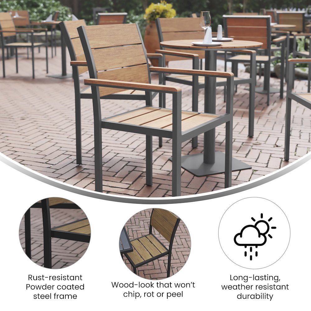 Modern Commercial Grade Patio Chair with Arms