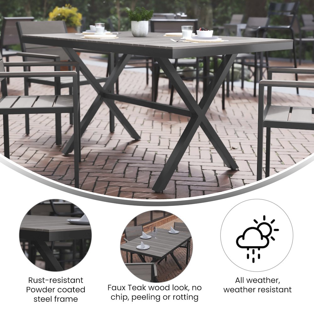 Modern Commercial Grade X-Frame Patio Dining Table