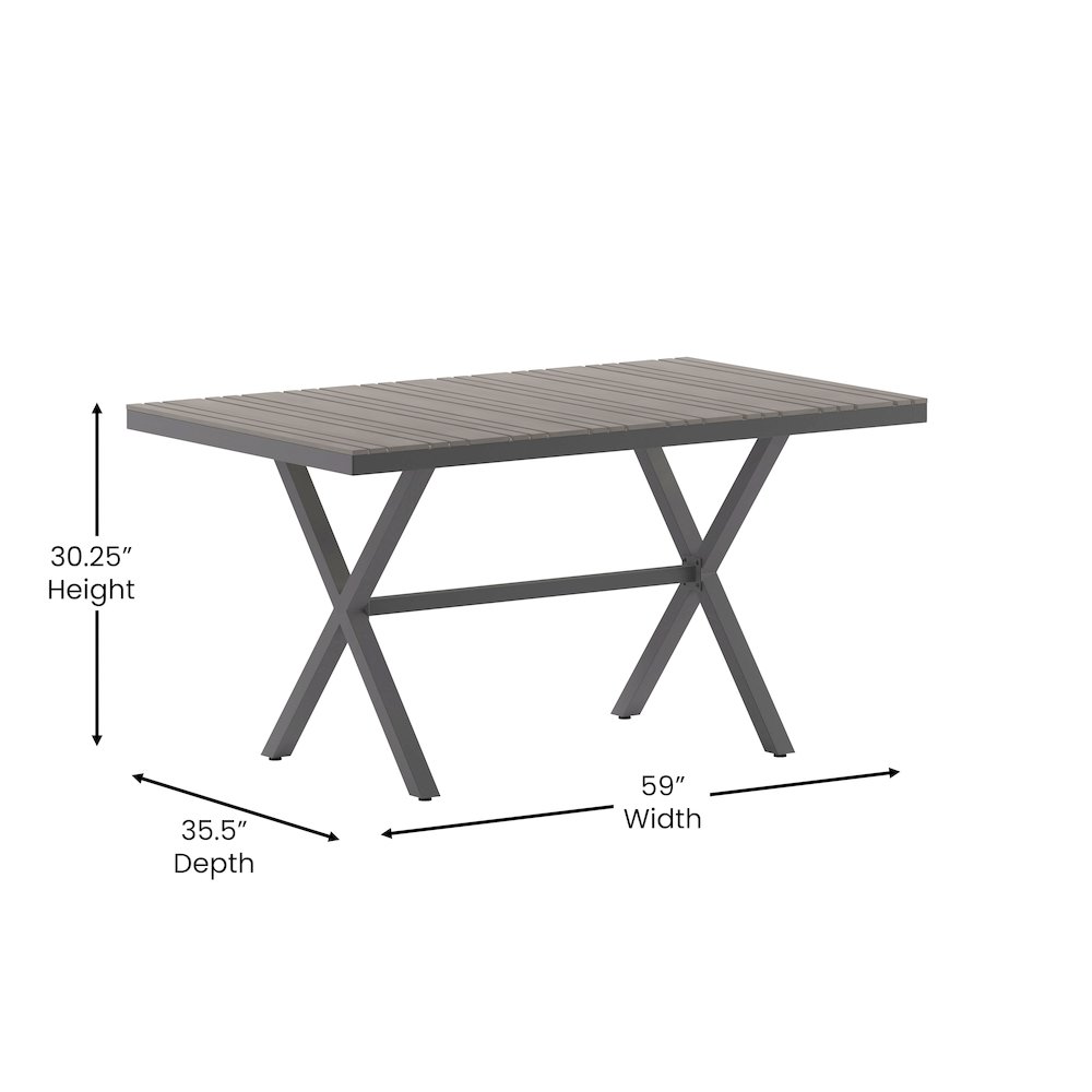 Modern Commercial Grade X-Frame Patio Dining Table