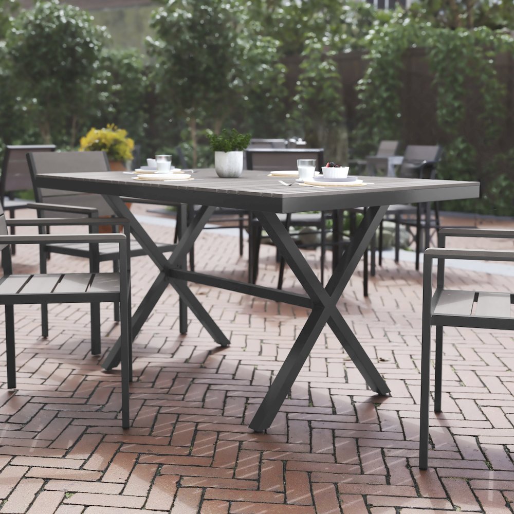 Modern Commercial Grade X-Frame Patio Dining Table