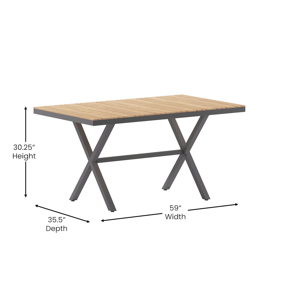 Modern Commercial Grade X-Frame Patio Dining Table