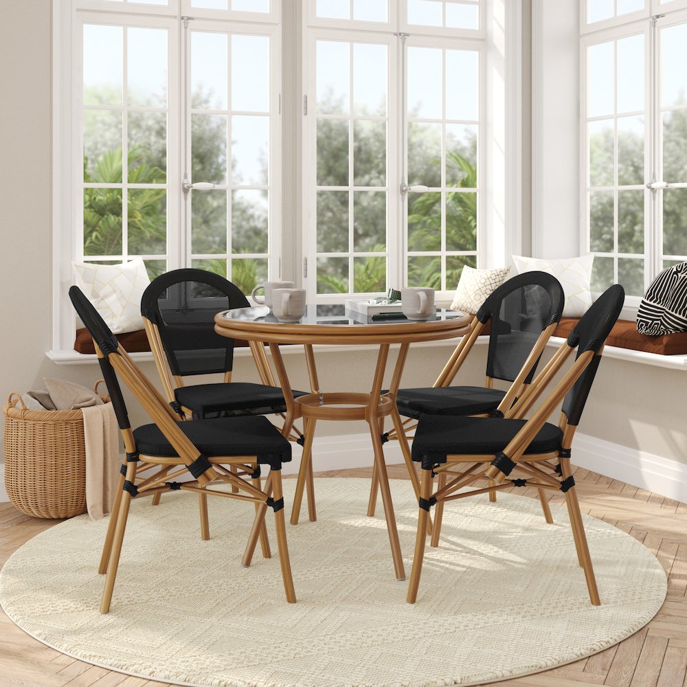 Glass Top with 4 Stack Chairs