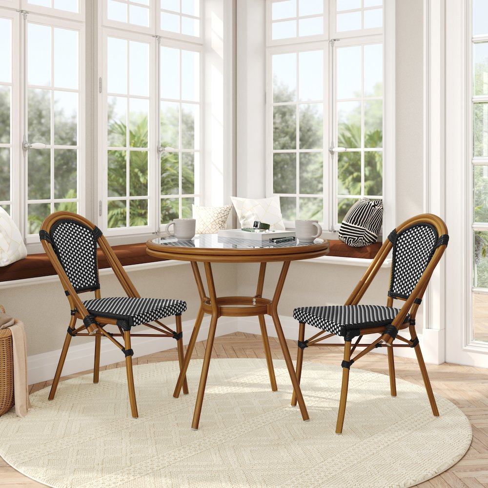 Glass Top with 2 Stack Chairs