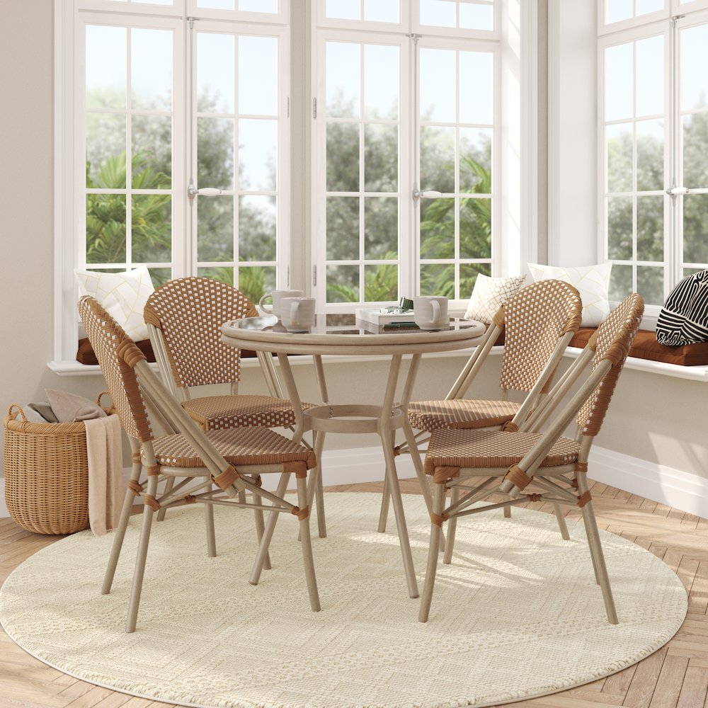 Glass Top with 4 Stack Chairs