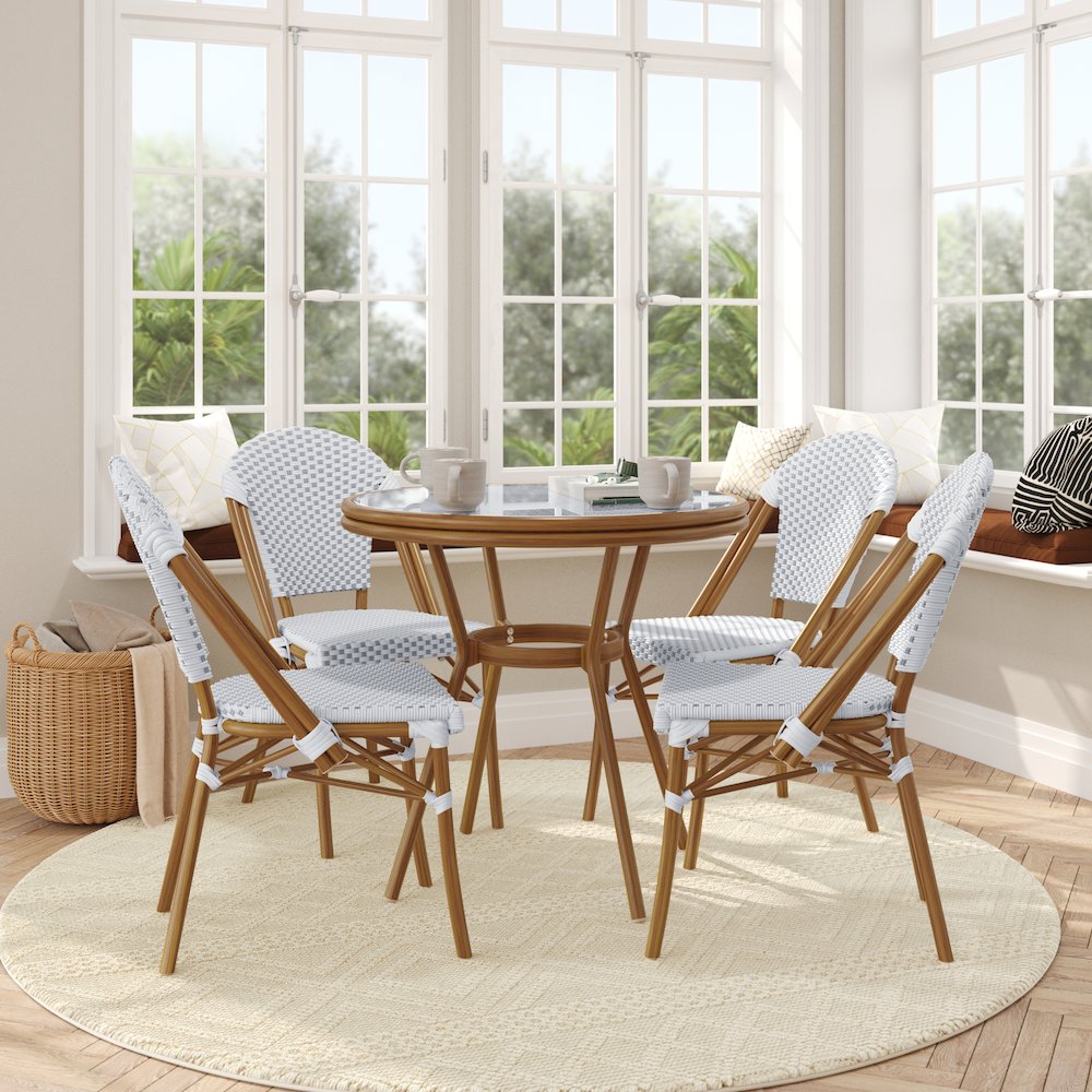Glass Top with 4 Stack Chairs