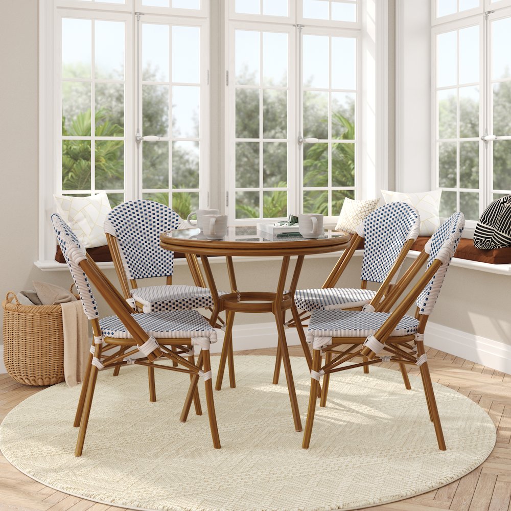 Glass Top with 4 Stack Chairs