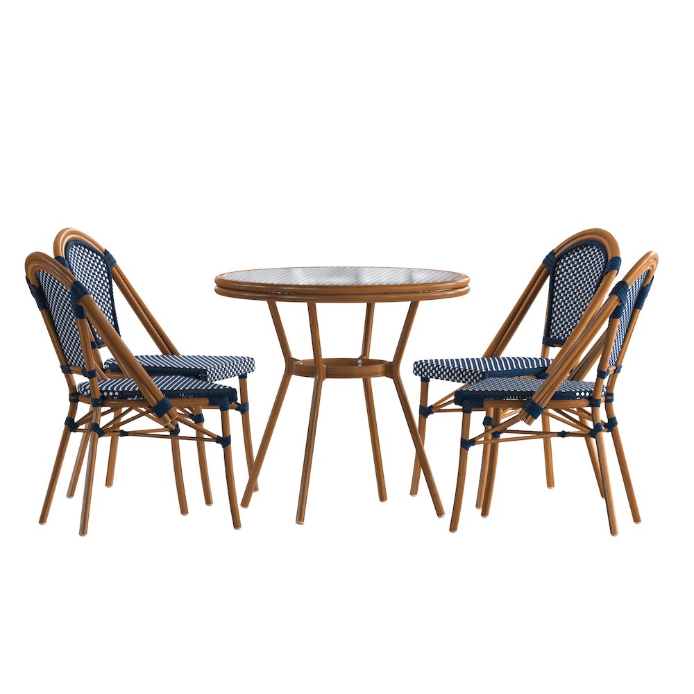 Classic Bistro Set with Table and Four Chairs