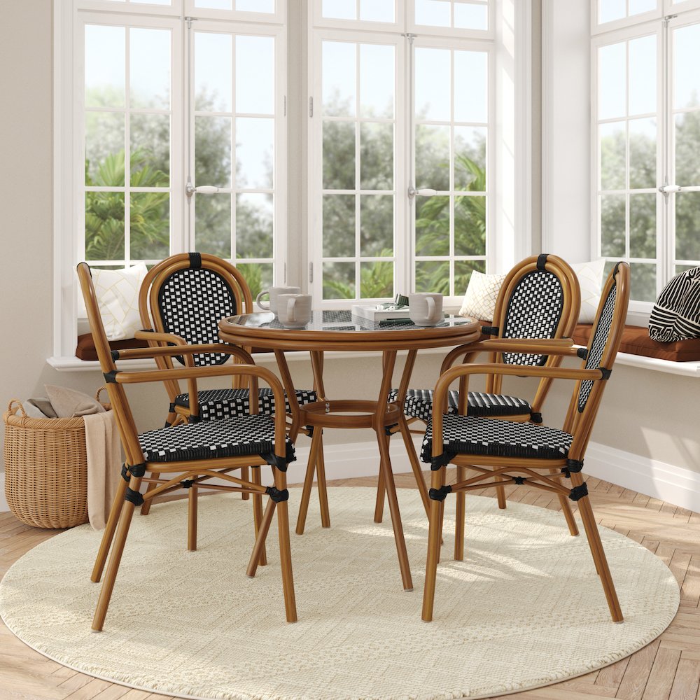 Glass Top with 4 Stack Chairs