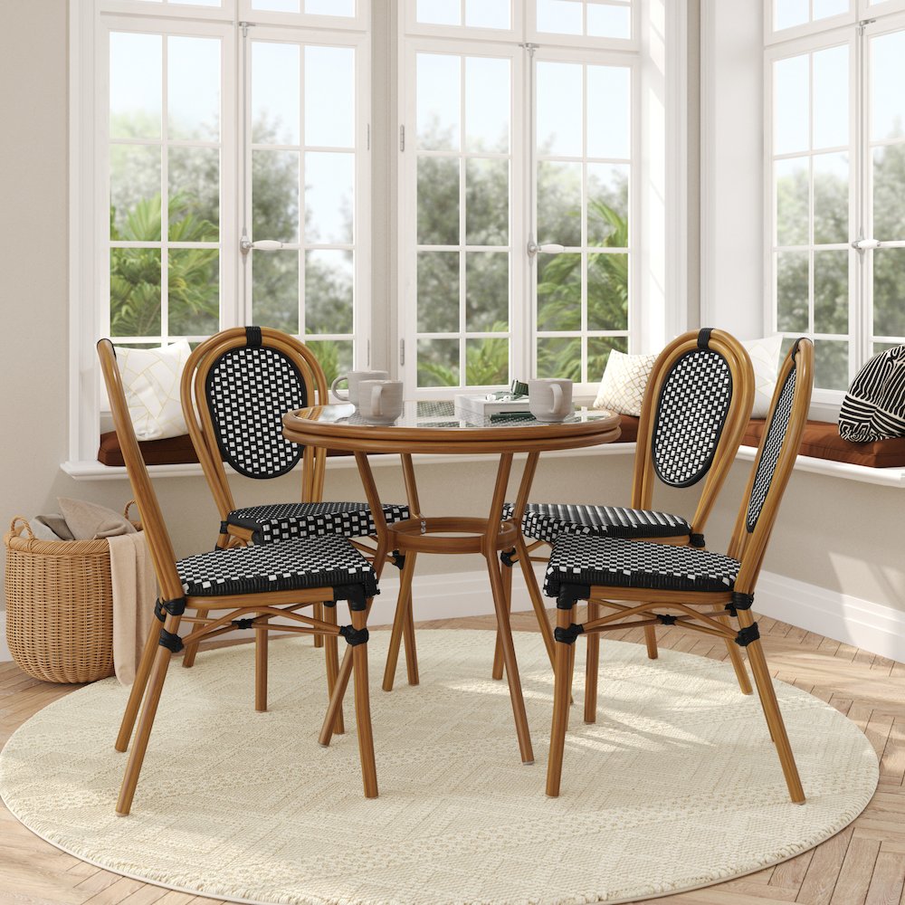 Glass Top with 4 Stack Chairs