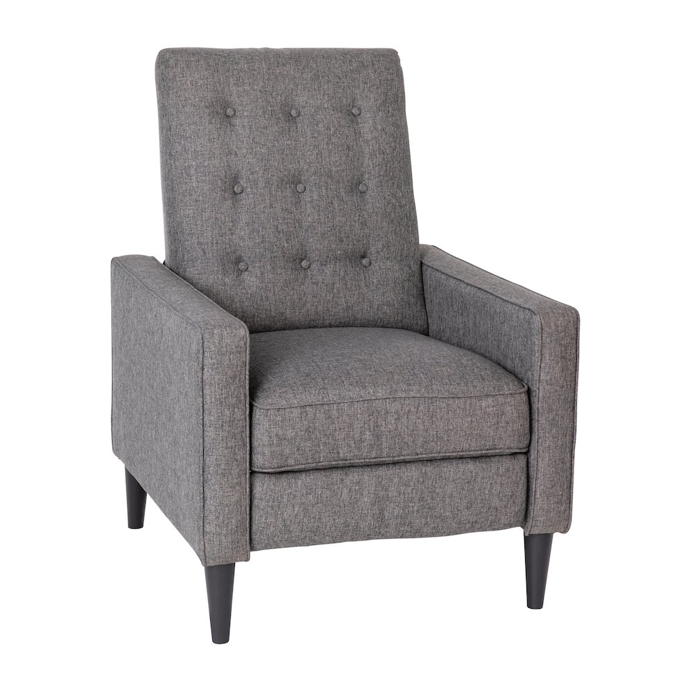 Fabric Upholstered Button Tufted Pushback Recliner in Gray for Residential