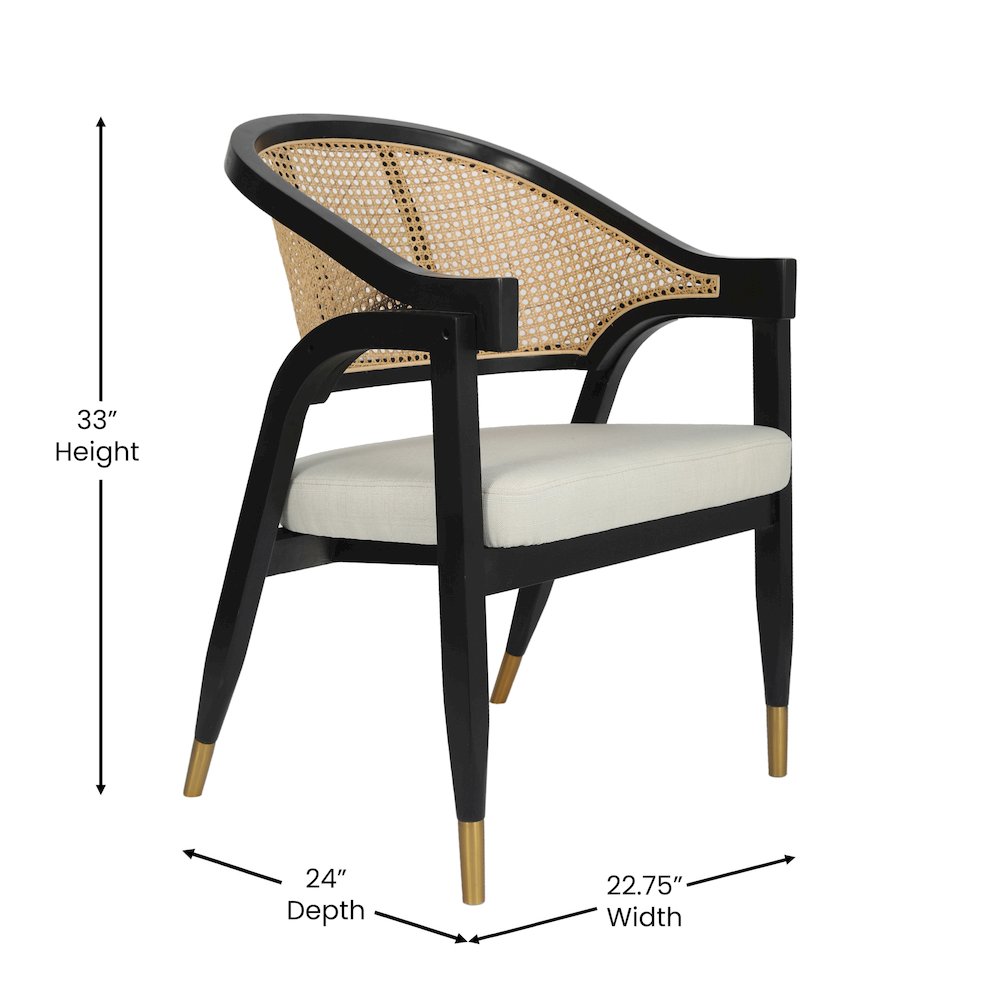 Commercial Cane Rattan Dining Chair with Cushioned Seat