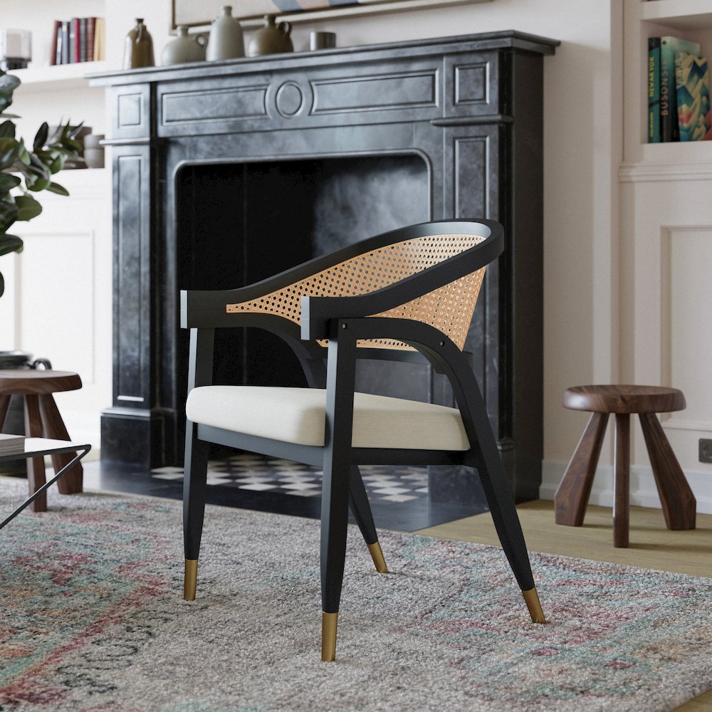 Commercial Cane Rattan Dining Chair with Cushioned Seat