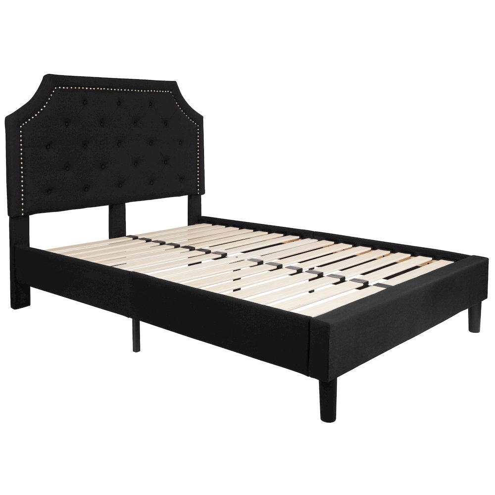 Full Size Tufted Upholstered Platform Bed in Black Fabric