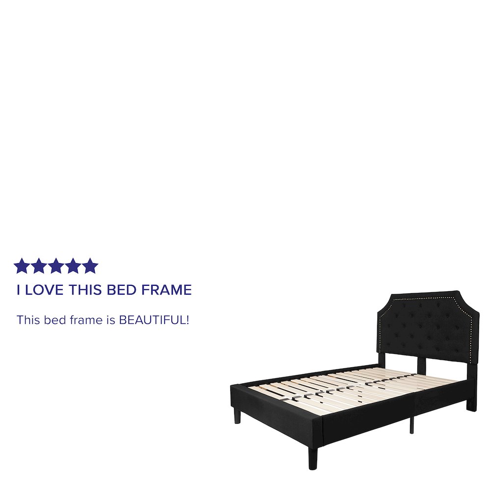 Full Size Tufted Upholstered Platform Bed in Black Fabric