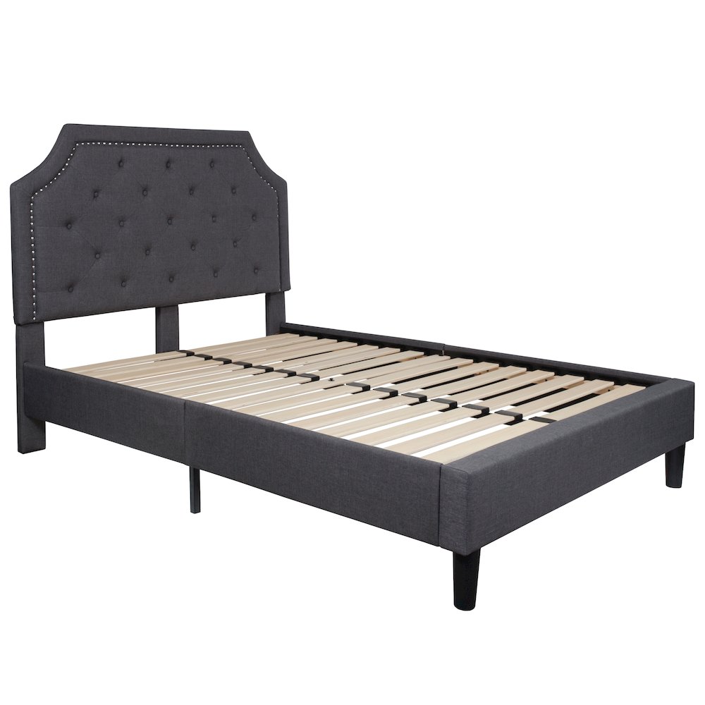 Full Size Tufted Upholstered Platform Bed in Dark Gray Fabric