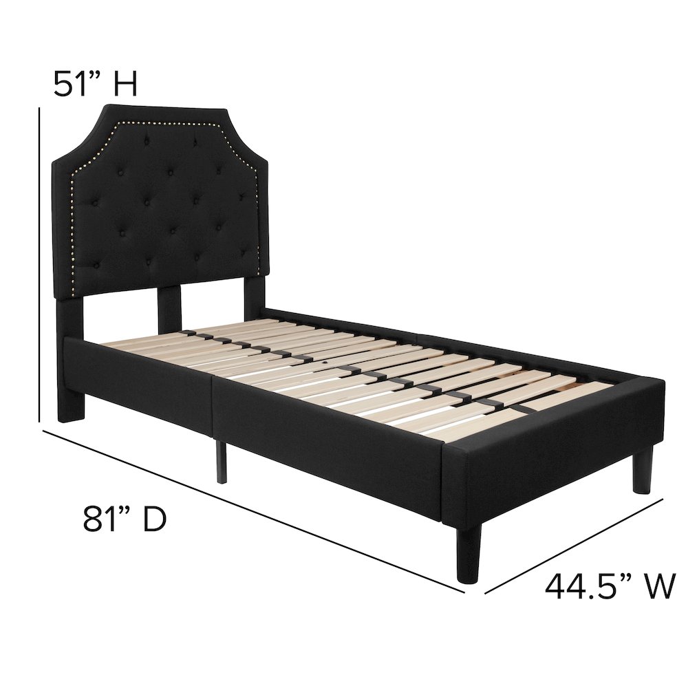 Twin Size Tufted Upholstered Platform Bed in Black Fabric