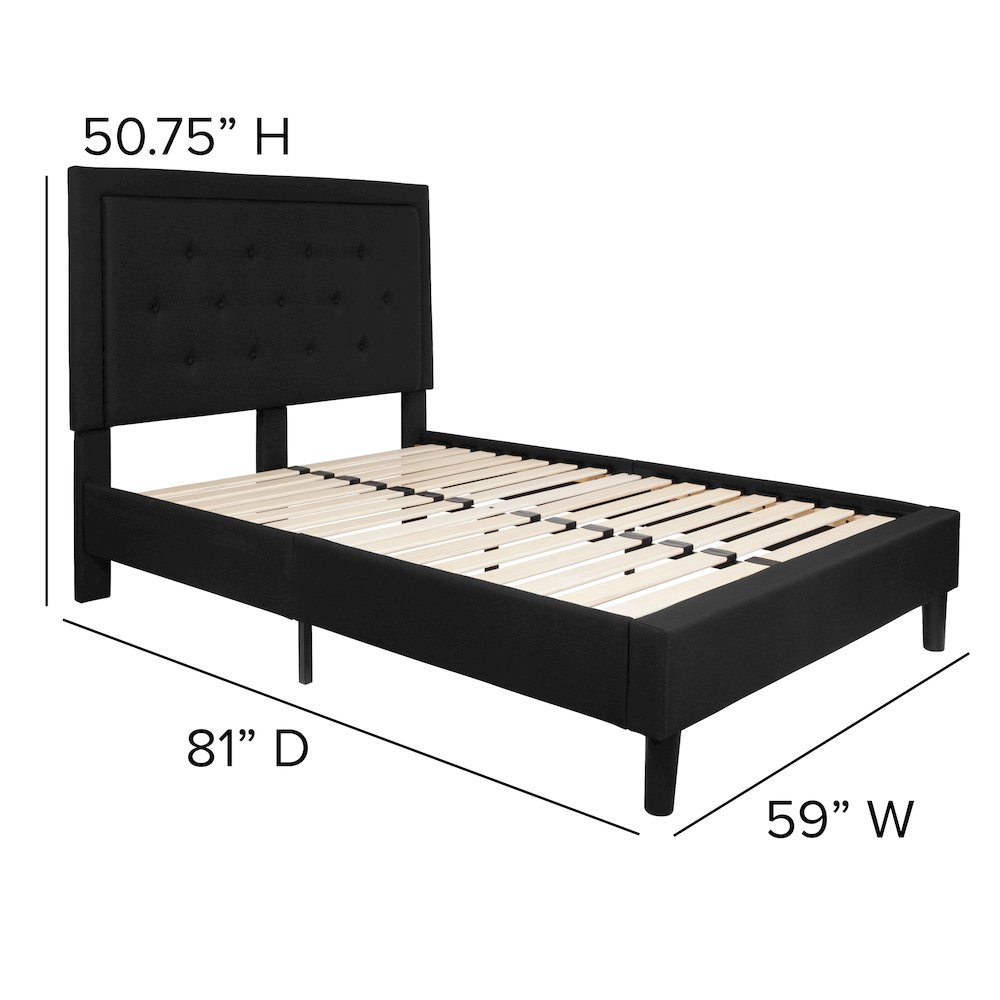 Full Size Tufted Upholstered Platform Bed in Black Fabric