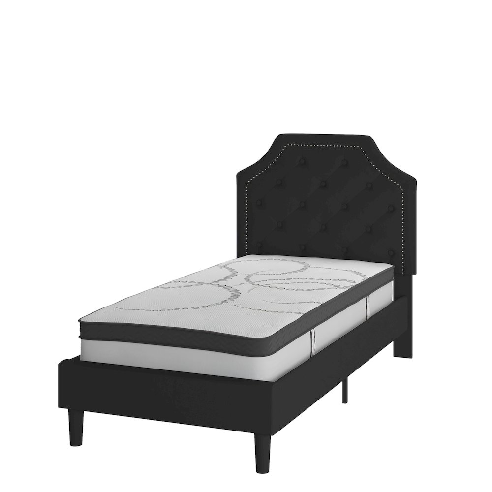 Twin Size Tufted Upholstered Platform Bed in Black Fabric