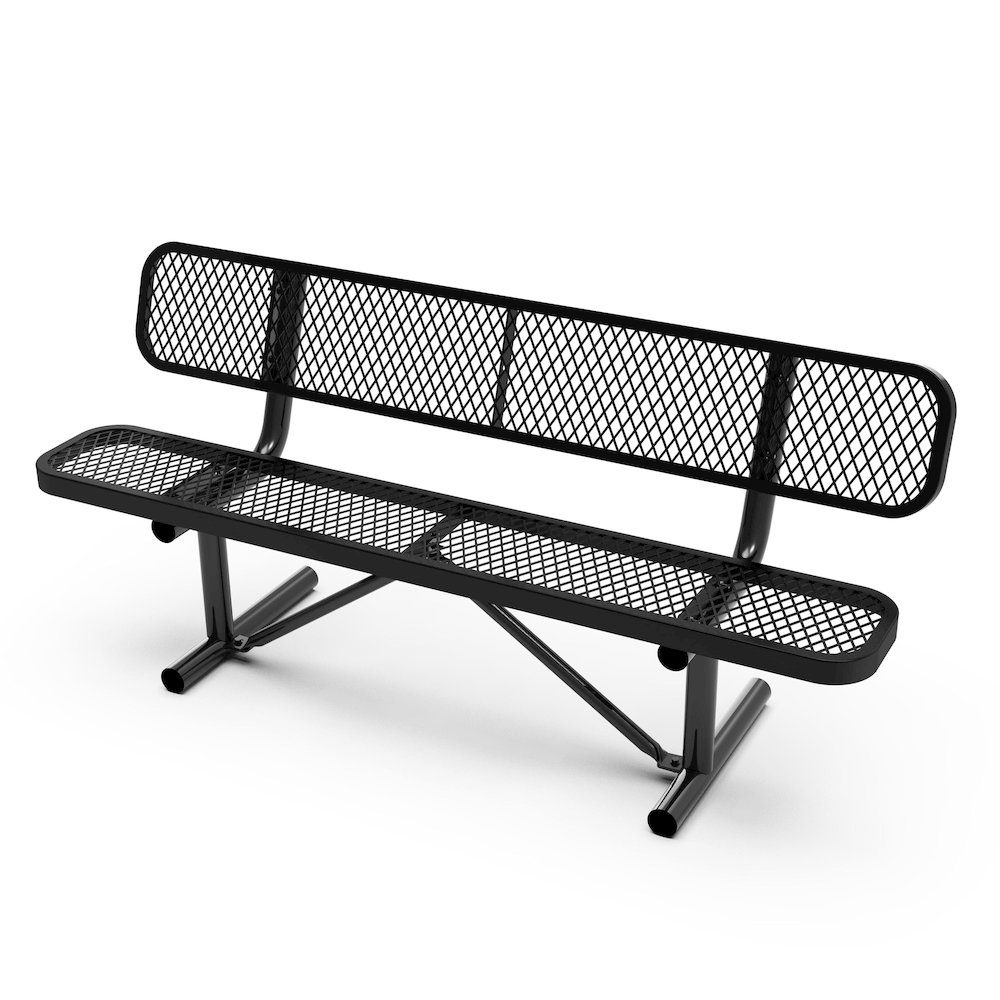 6′ Commercial Grade Expanded Metal Bench with Backrest for up to 3 Adults