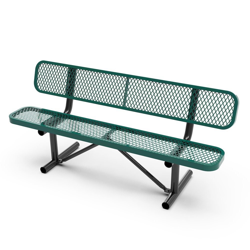 6′ Commercial Grade Expanded Metal Bench with Backrest for up to 3 Adults