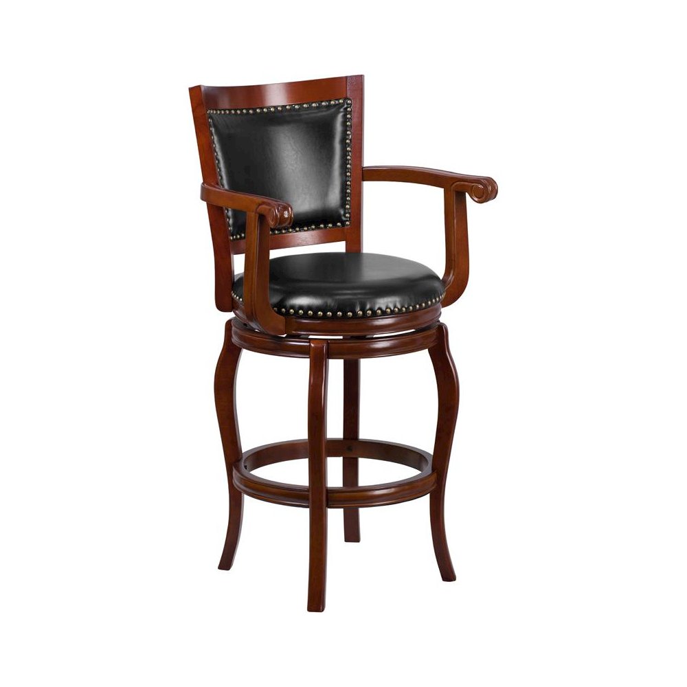 30” High Cherry Wood Barstool with Arms