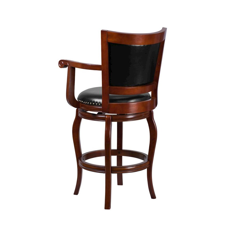 30” High Cherry Wood Barstool with Arms