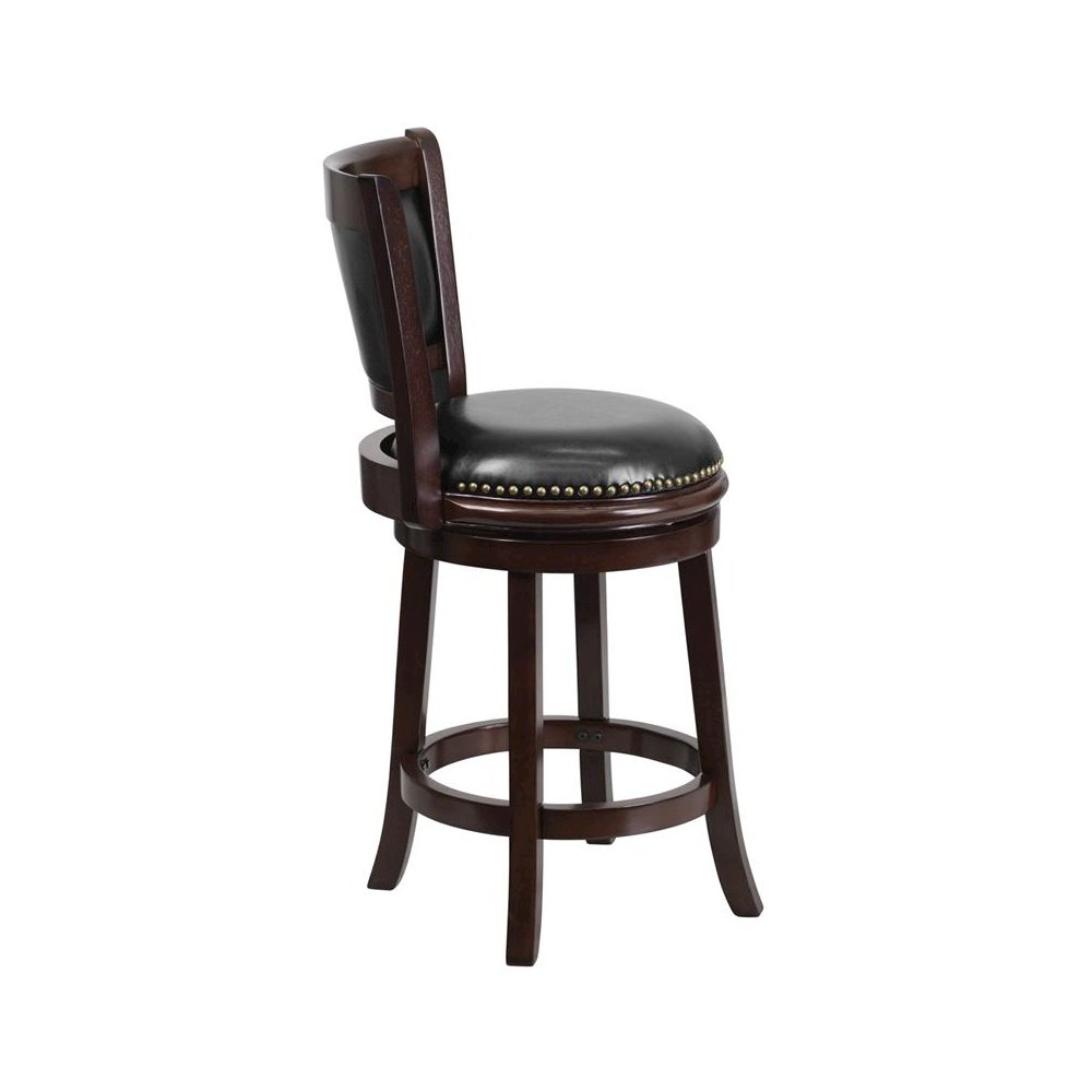 24” High Cappuccino Wood Counter Height Stool with Panel Back