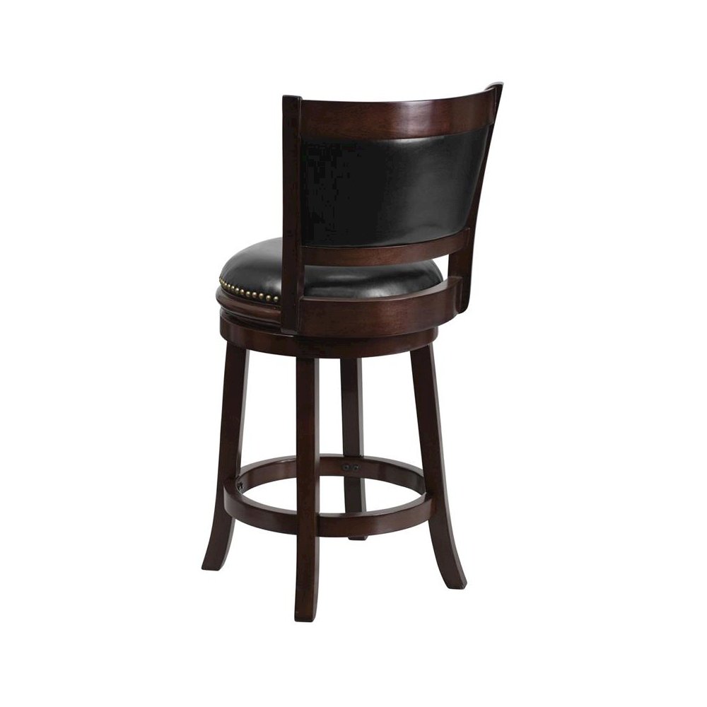 24” High Cappuccino Wood Counter Height Stool with Panel Back