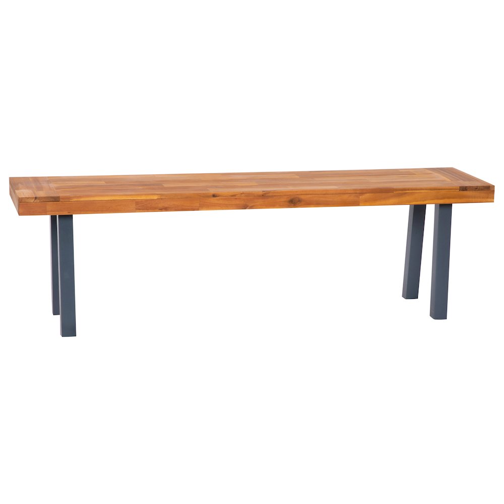 Solid Acacia Wood Bench for 2 with Slatted Top in a Natural Finish