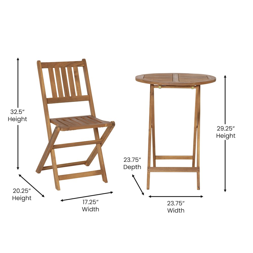 3 Piece Folding Patio Bistro Set