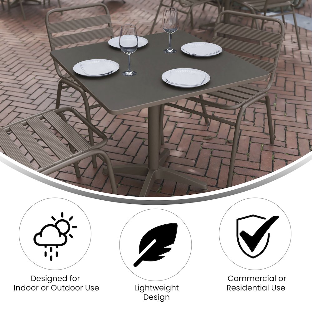 Square Aluminum Table Designed for Indoor and Outdoor Use