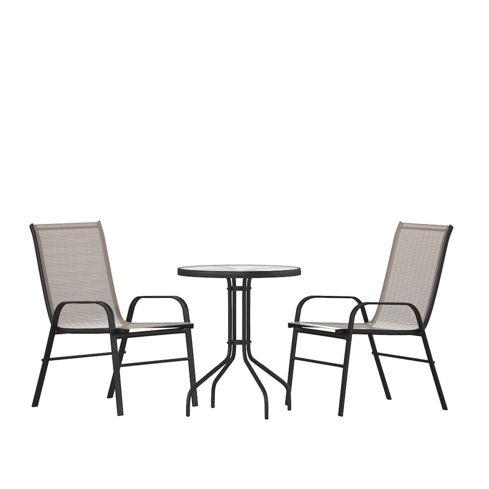 3 Piece Set – 23.75″ Tempered Glass Patio Table