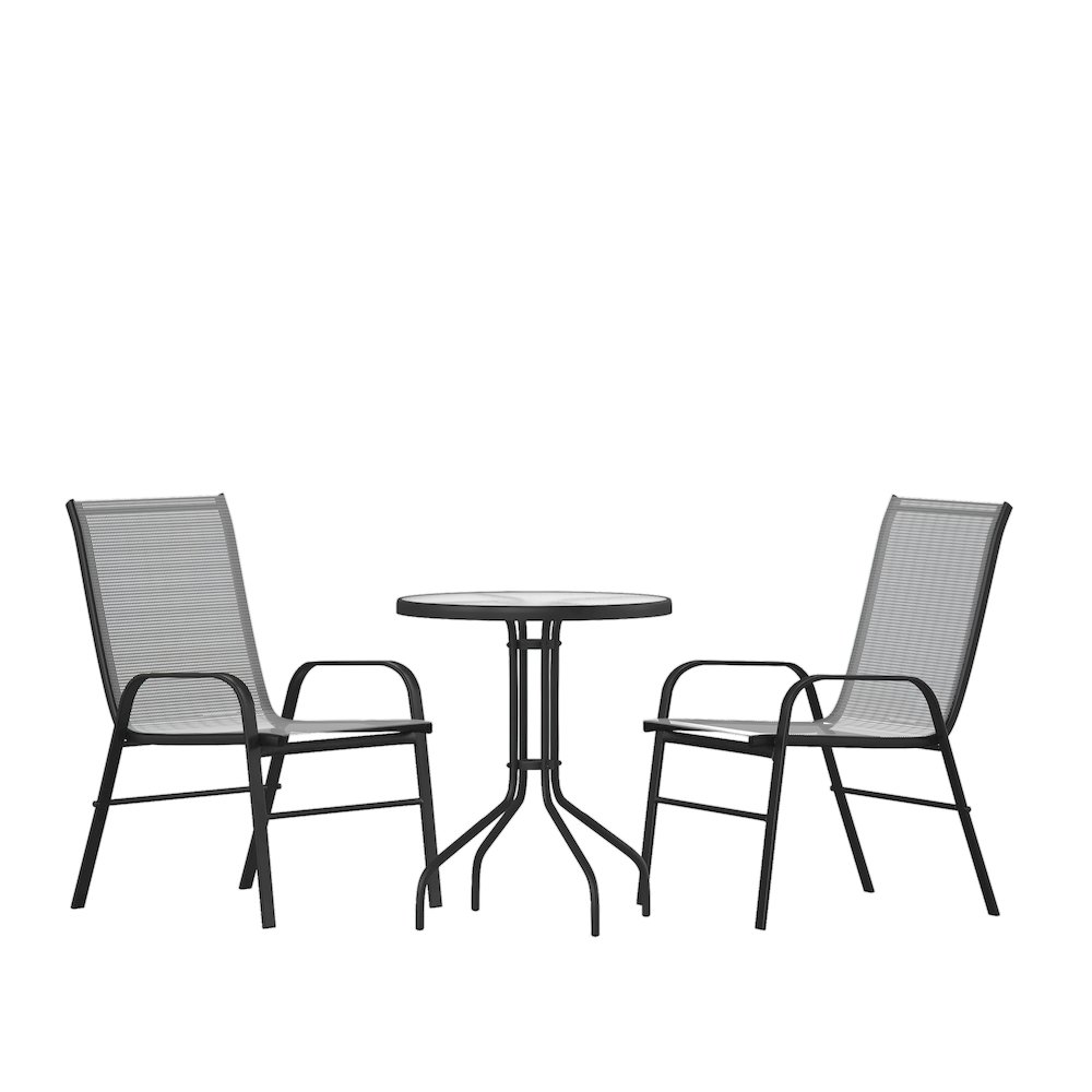 3 Piece Set – 23.75″ Tempered Glass Patio Table